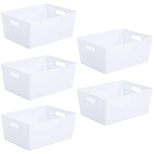 Image of Wham Studio 5 x 11.5L Ice White Plastic Storage Baskets Office Home & Kitchen Tidy Organiser - 35 x 26 x 15cm