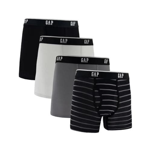 Image of GAP Men's Underwear, Ultra Soft Modal Fabric with Fly Pouch Boxer Brief for Men, 4-Pack, Grey, M