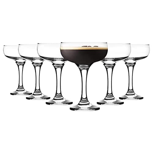 Image of Rink Drink 6X 235ml Espresso Martini Glasses - Vintage Classic 20s Gatsby Art Deco Coupe Party Glass Saucers Champagne Babycham Drinking Glasses - Dishwasher Safe