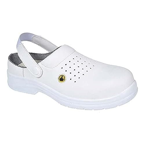 Image of Portwest Portwest Compositelite ESD Perforated Safety Clog SB AE, Size: 36, Colour: White, FC03WHR36