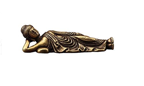 Image of DMtse Chinese Feng Shui Brass Mini Reclining Buddha Decor Statue Figurines Sculpture Collectibles Small Buddha Attractive & Serene
