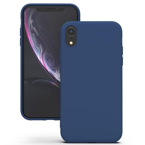Image of YATWIN Silicone Case for iPhone XR, Soft-Touch, Shockproof, DustProof, Antiskid Full Body Armour Phone Cover for Apple iPhone XR - Dark Blue