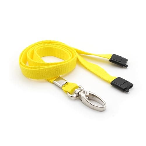 Image of EasyBadge Yellow Lanyards for ID Badges with Safety Breakaway and Metal Lobster Clip - Pack of 100