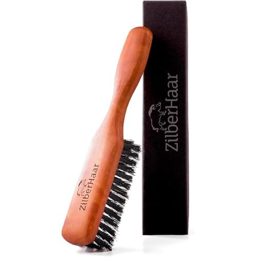 Image of ZilberHaar Beard Brush Pure Boar Bristles Natural Firm Hog Hair and Pearwood Works with All Beard Balms and Beard Oils Exfoliates Skin Helps Softening and Conditioning Itchy Beards Great for Travel
