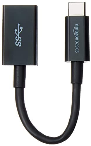 Image of Amazon Basics USB 3.1 USB-C to USB-A Female Adapter Cable Converter, 5Gbps High-Speed, USB-IF Certified, for Laptops, Tablets, Phones (iPhone 16/15), Black