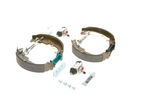 Image of Bosch KS193 Kit Super Pro - Rear drum brake kit - 1 pre-assembled set, 2 wheel brake cylinders, 4 brake shoes