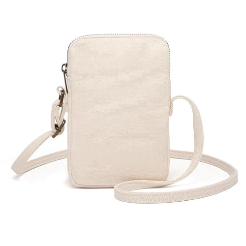 Image of YONBEN Small Crossbody Purse Zipper Cell Phone Bag Mini Shoulder Purse Wallet Smart Phone Wallet with Credit Card Solts (Beige)