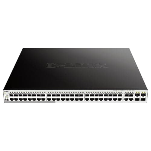Image of D-Link DGS-1210-52MP 52-Port Gigabit Smart Managed PoE Switch, 48 x 10/100/1000BASE-T PoE ports, 4 x Gigabit GbE/SFP Combo Ports, L2+ Static Routing, Surveillance Mode, 370 W PoE Budget , Black