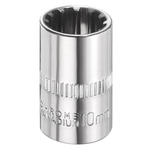 Image of sourcing map 12 Points Socket 1/4" Drive 10mm Metric Shallow Impact Socket Cr-V Steel Chrome Plating Flip Sleeve Nut Driver Wrench for Home Auto Nuts Bolts Repair