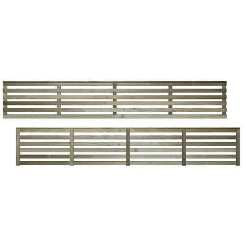 Image of Premier Vogue, 6ft x 1ft Fence Trellis Panel Wooden Screen Horizontal Slatted | Decorative Contemporary Venetian-Style Privacy Topper for Outdoor Living Space (Wide: 182.8cm x High: 31.5cm)