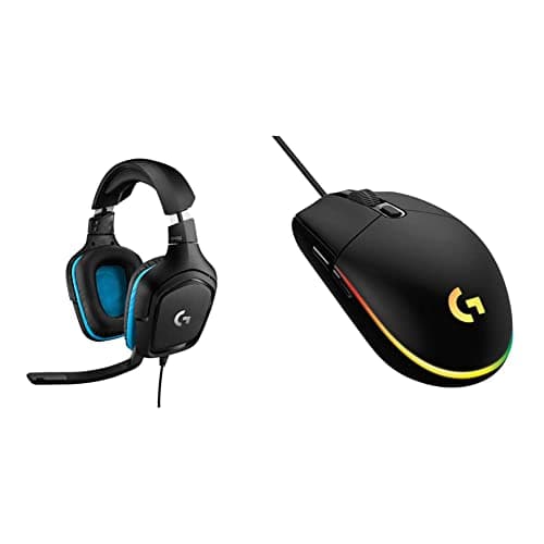 Image of Logitech G432 Wired Gaming Headset, 7.1 Surround Sound, DTS Headphone:X 2.0, 50 mm Audio Drivers, Black & 203 LIGHTSYNC Gaming Mouse with Customizable RGB Lighting, Black