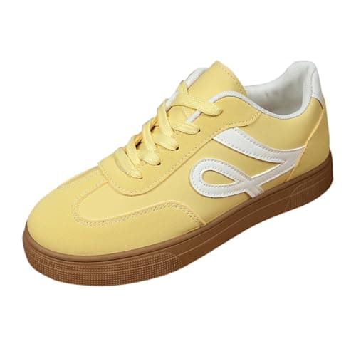 Image of Womens Trainers Athletic Trainers Ladies Sneakers Comfort Sneakers Women Lightweight Casual Trainer Running Shoes Non Slip Sole Footwear Shoes for Walking Yellow
