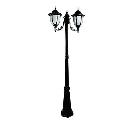 Image of Lamp Post Lights Outdoor, 2-Lights American Retro Black Metal 2.3m Landscape Street Light Garden Patio Park Lawn Lighting Outdoor Waterproof Aluminum E27 Pillar Post Lamp External Illumination High Po