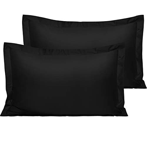 Image of NTBAY 2 Pack 500 Thread Count 100% Egyptian Cotton Oxford Pillowcases, Super Soft and Breathable Euro Standard Pillow Cases | Hotel Quality Pillow Shams, 50x75 cm, Black