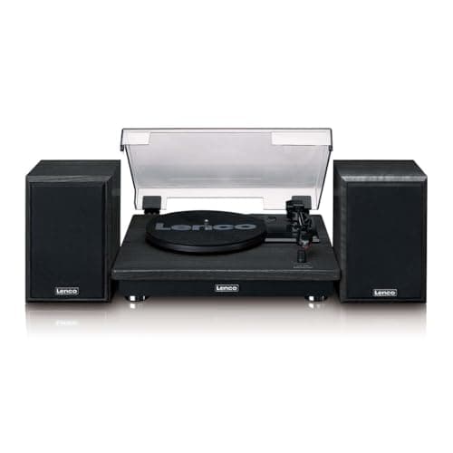 Image of Lenco LS-100 Turntable with Bluetooth 5.3, 33/45/78 RPM, Auto Shutdown, Dual 10W Speakers, MDF Housing, Black