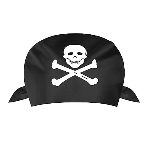 Image of AOMIG Pirate Bandana, 1 Pcs Black Bandana Head Scarf for Girls Boys Kids, Captain Headbands Unisex Headwraps, Multi-purpose Hair Scarf Handkerchief Wristband, Theme Party Mardi Gras Headwear