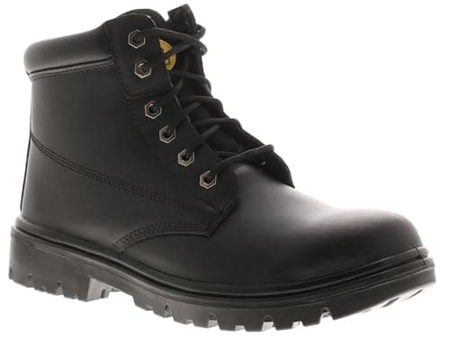 Image of Tradesafe Build S1P SRA Men's Steel Toe Lace-Up Work Boots - Mens Safety Shoes with Puncture-Resistant Midsole, Non-Slip & Anti-Static Safety Footwear Black 10 UK