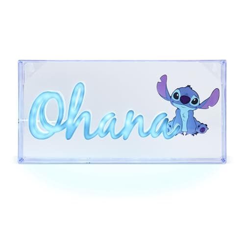 Image of Stitch Ohana Light Officially Licensed Lilo Lamp, Disney Collectible Gift, LED Bedside Table Bedroom Night Light Decor | Paladone, Blue