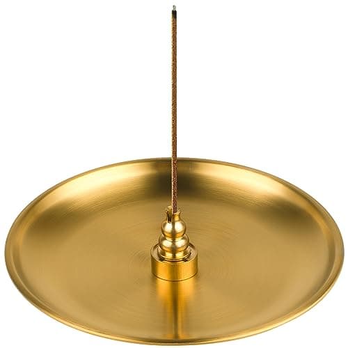 Image of SLKIJDHFB 3 in 1 Incense Holder, Brass Stick Incense Burner with 5.51 Inch Alloy Ash Catcher Suitable for Stick Coil Cone Incense, Ideal for Yoga Room, Meditation Room and Living Room