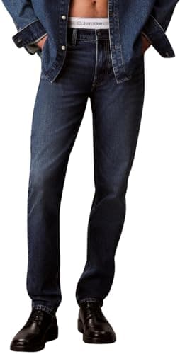 Image of Calvin Klein Jeans Men's Slim Taper Sahara Sand Jean LV04RB758G Jeans, Blue (Sahara Sand), 3434