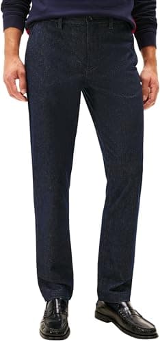Image of Tommy Hilfiger Men's Denton Brushed Marl Straight Fit Chinos, Blue (Desert Sky), 35W/30L