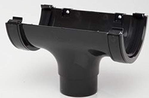 Image of POLYPIPE RR105 Black Running Outlet for 112mm Half Round guttering System 68mm Outlet Downpipe