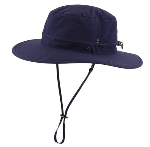 Image of Decentron UPF 50+ Protection Sun Hat Men Waterproof Bucket Hat for Fishing Hiking Camping Navy Blue