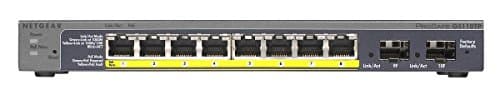 Image of Netgear 8 port Gigabit PoE Smart Switch with 2 Gigabit Fiber SFP ports