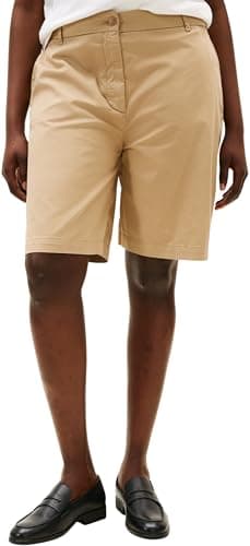 Image of Tommy Hilfiger Women’s Knee Length Blend Chino Shorts, Beige (Beige), 18