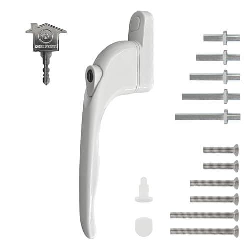 Image of Home Secure™ Universal Locking uPVC Window Handle with Keys – Espag Window Handle Replacement, Reversible Left or Right, Multi-Spindle Fit, White