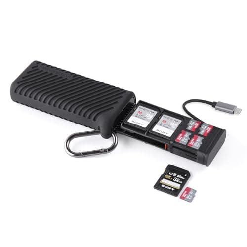 Image of PGYTECH CreateMate High-speed Card Reader, 2-in-1 UHS-II SD 4.0/Micro SD Card Reader & Holder USB 3.1 Type-C Adapter Case for Cameras, Smartphones, Drones and Action Cameras (Black, for SD/Micro SD)