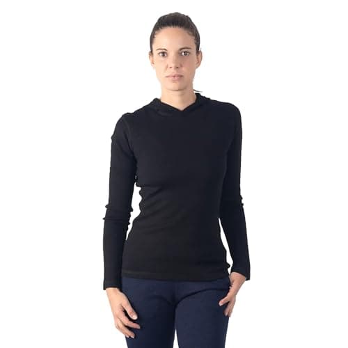 Image of Arms of Andes Women's Alpaca Wool Pullover Hoodie: 300 Lightweight Black M
