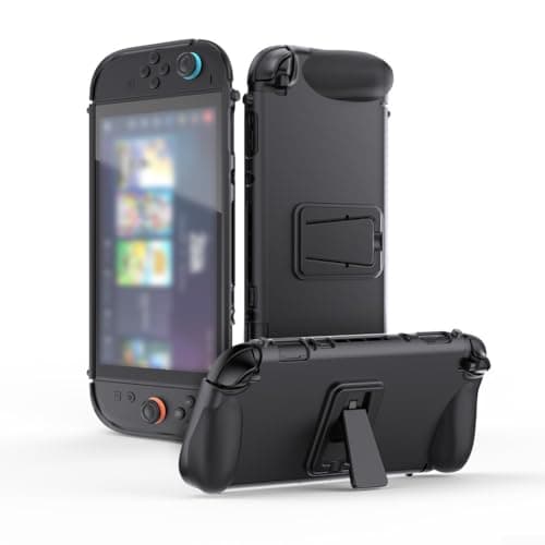 Image of Dockable For TPU Case for Nintendo Switch 2 2025 with Built-in Stand, Quick-Release For Joy-Con, Shockproof Grip Cover for Handheld and TV Mode, Black