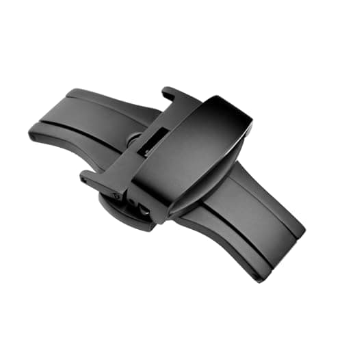 Image of WOCCI 20mm Stainless Steel Deployment Clasp for Watch Strap, Matte Buckle (Black)