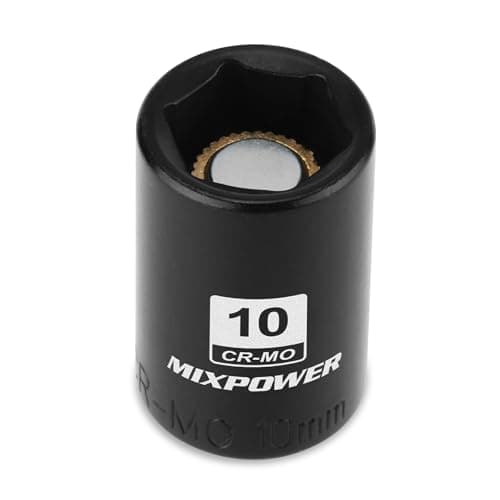 Image of MIXPOWER 1/4" Drive Shallow Magnetic Impact Socket, 6 Point, 10mm, Metric, CR-MO