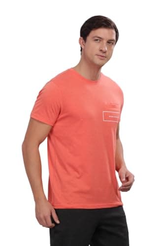Image of DOMIN8 Super Stylish Men's Organic Cotton T-Shirt with Chest Pocket | Stylish T-Shirts for Men | Soft and Comfortable T-Shirts for Men | T-Shirt for Gym, Running, orange, L