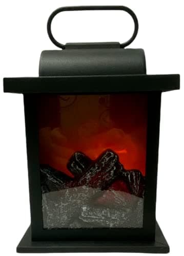 Image of Christmas LED Lantern with Real Coal Fire Effect Festive Lightup Xmas Ornament