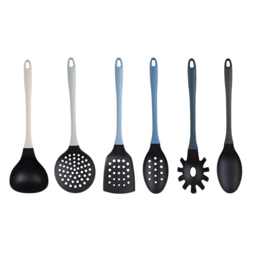 Image of Masterchef Kitchen Utensils Set, 6 Piece Cooking Tools Made from Non Scratch, Heat Resistant Material with Soft Touch Easy Grip Handles, Nordic Collection, Blue
