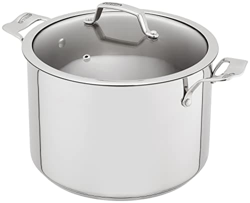 Image of Stellar Stainless Steel Stockpot with Vented Glass Lid and Twin Handles, 22cm, 5L, Induction Ready, Oven Safe, Dishwasher Safe