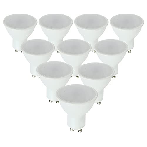 Image of MiniSun | Thermal Plastic 5W Energy Saving LED GU10 Frosted Lens Bulbs | LED Bulbs, Home Décor & Improvement Essential | Pack of 10 | 6500K Daylight
