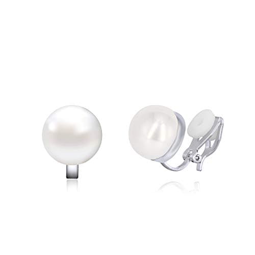 Image of QUKE 12mm Simulated Pearl Clip On Stud Earrings Non Pierced Earrings Jewellery For Women Girls
