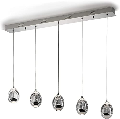 Image of Schuller Integrated LED 5 Light Crystal Drop Bar Ceiling Pendant Chrome Bubble Effect