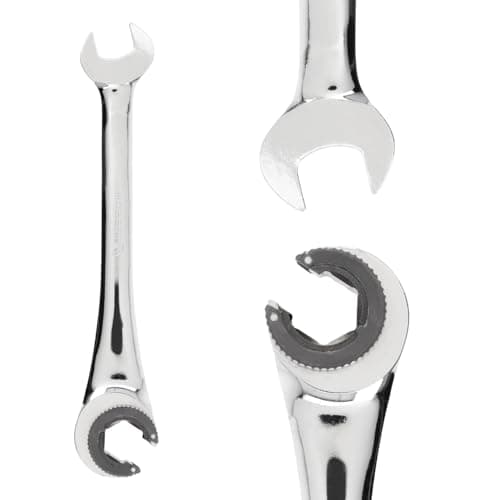 Image of B2C Open End Wrench with Semi-Open Ratchet Combination Spanner Flare Nut Garage Workshop 8mm - 19mm Mechanic Home DIY (17mm)