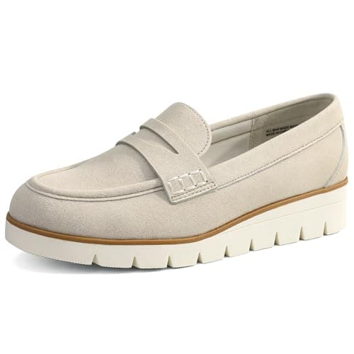 Image of festooning Women Loafers Women Chunky Comfort Loafers Slip On Casual Fashion Business Work Shoes Khaki 7