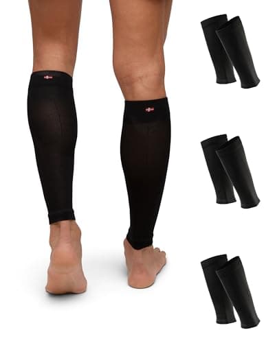 Image of DANISH ENDURANCE Calf Compression Sleeve, 21-26 mmHG, Calf Support, for Men & Women, Unisex, 1 or 3 Pack, Black 3-pack, L