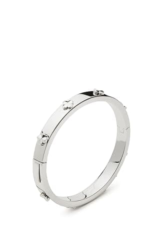Image of Kate Spade New York Spade Flower Hinge Bangle (Silver)