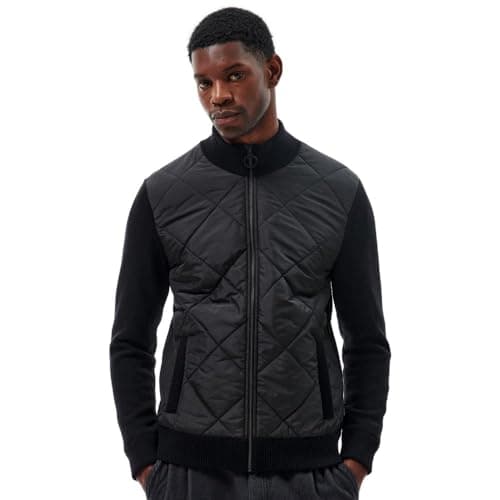 Image of Barbour Men's Arch Diamond-Quilted Jumper, Black, Black, XL