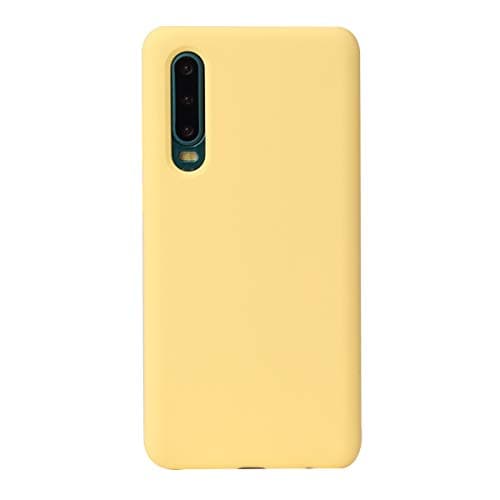 Image of Huawei P30 Case, [Liquid Silicone] Gel Rubber Bumper Soft Case with Microfiber Cloth Lining Cushion and Anti-Slip Shockproof All Inclusive Protective Cover for Huawei P30, Yellow