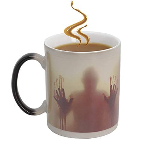 Image of IGZOM Novelty Heat Sensitive Colour Changing Walking Dead Zombies Magic Mug,Halloween,Christmas,Birthday Gifts Cup