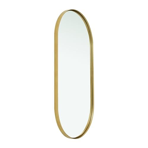 Image of Home Selections Oval Wall Mirror 60x30cm, Metal Framed Wall Mounted Mirror - Gold